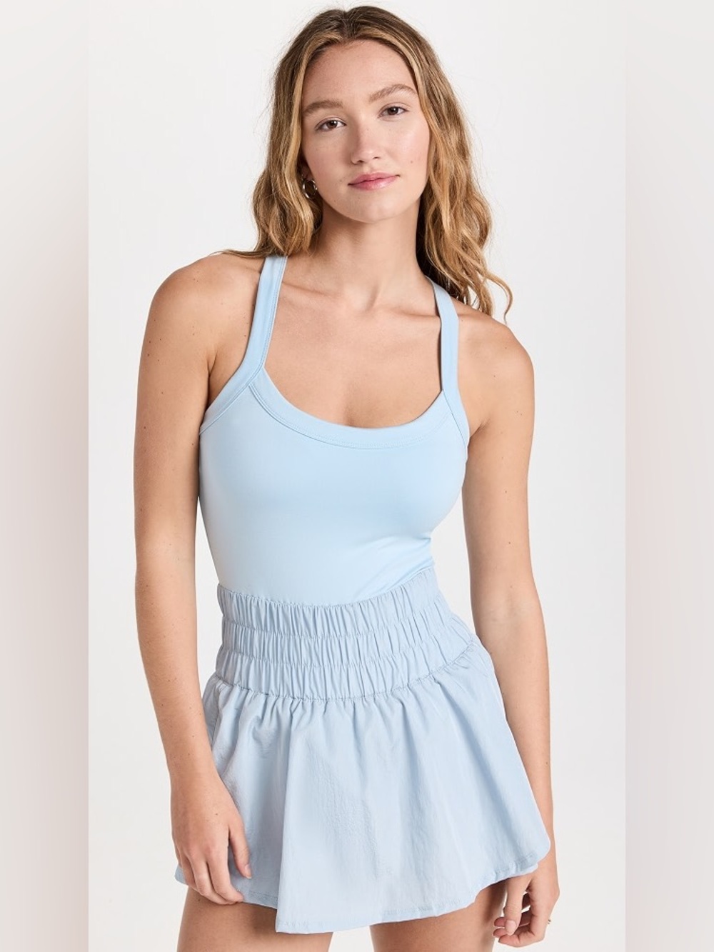 Free People Movement Light Blue Way Home Skort Romper, XL